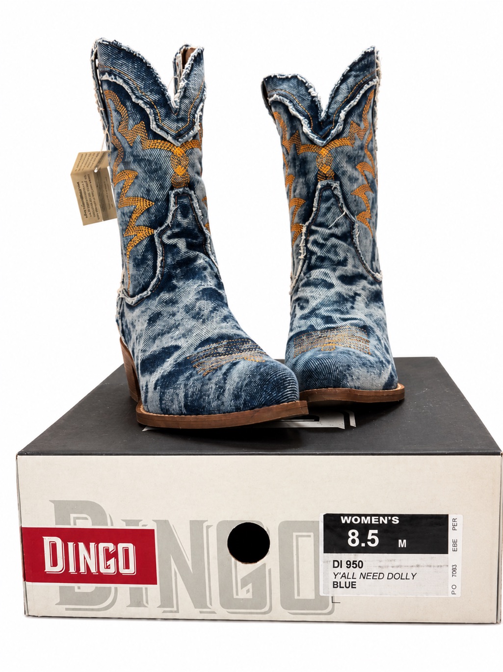 Dingo Yall Need Dolly Western Booties Denim  Brand New WTag  Box85
